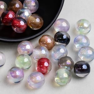 40pcs 12mm Shimmer Crystal Resin Round Beads