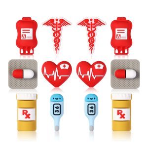 20PCs 3D Nurse Day Medical Supplies Silicone Focal Beads