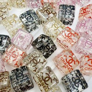 50pcs 14mm Clear Monogram CC & L Acrylic Square Beads