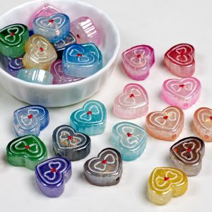 10pcs 20mm Bow Pattern Heart Resin Beads