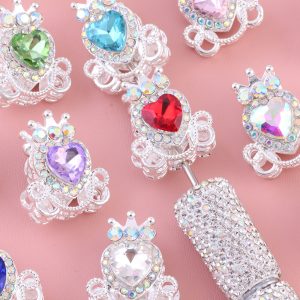 5pcs 28mm Crystal Heart Pumpkin Carriage Alloy Beads