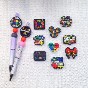 20Pcs Autism Series Silicone Focal Beads