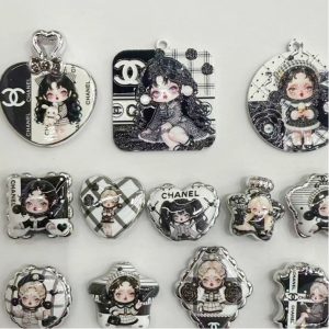 50pcs Mixed Shape Black CC SP Acrylic Beads