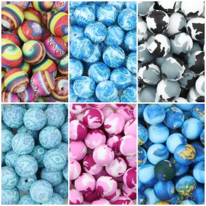 50pcs 15mm Printed Chrysanthemum Silicone Beads Colorful Pattern