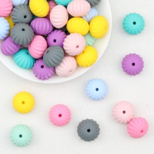 20Pcs Solid Color Pumpkin Silicone Beads