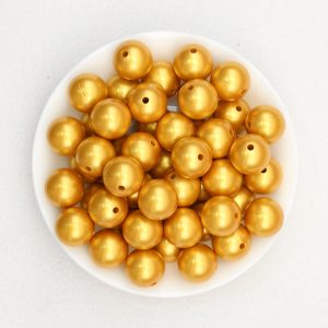 50pcs 15mm Metallic Round Silicone Beads 2