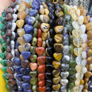 10mm Polished Heart Shaped Gemstone Beads