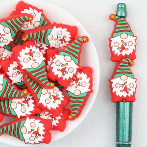 20Pcs Christmas Red Dwarf Silicone Focal Beads