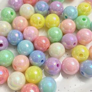 100g 6mm UV Coated Iridescent Solid Color Acrylic Round Beads